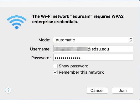 Enter username and password